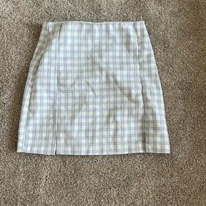 Brandy Melville Light Blue and White Checkered Pencil Skirt